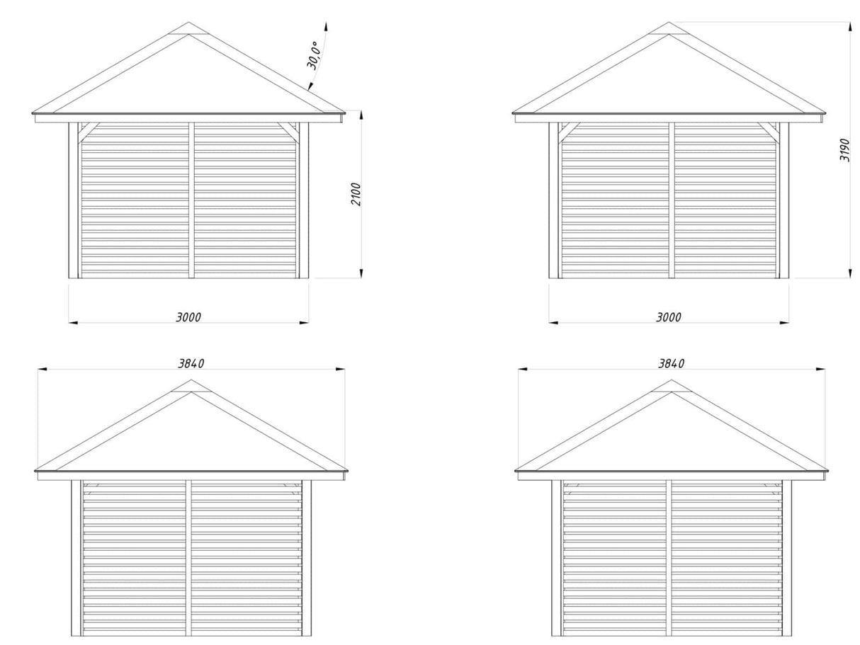Bianca 102 (3x3m | 8.3m2) Corner Garden Gazebo With Louvre Walls