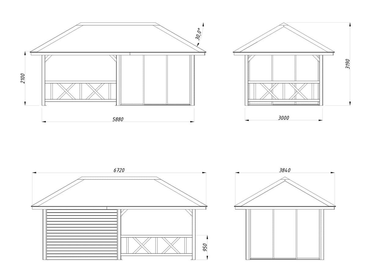 Bianca 204/504 (6x3m | 16.6m2) Garden Room With 3 Glass Walls And a Gazebo (Double Glazing Available)