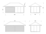 Bianca 206/506 (6x3m | 16.6m2) Garden Room With Three Sliding Glass Walls and Canopy (Double Glazing Available) - Palmako UK