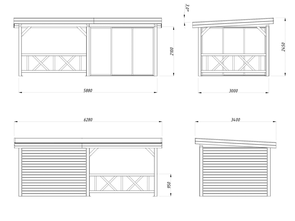 Lenna 403/703 (6x3m | 16.6m2) Glass Garden Room With Sliding Doors (Double Glazing Available)