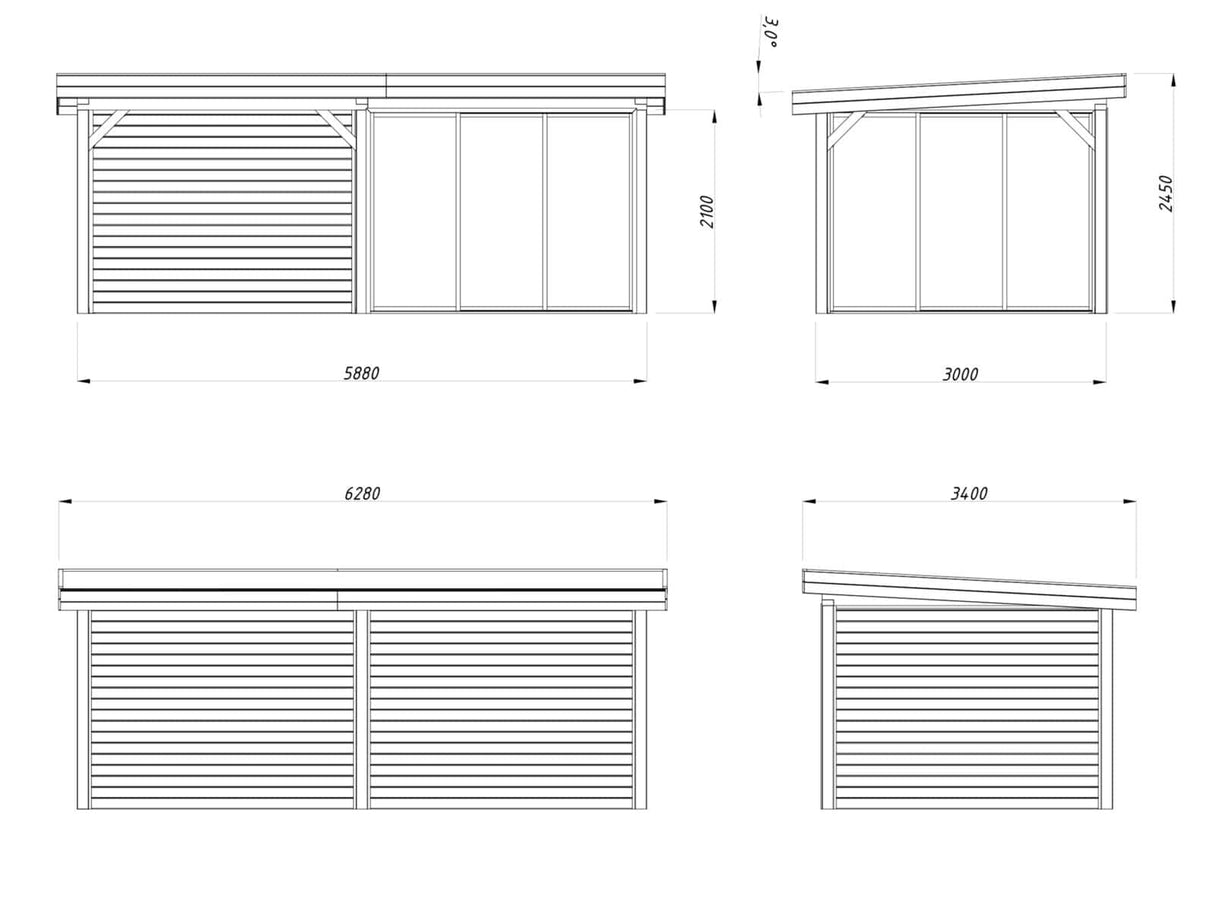 Lenna 405/705 (6x3m | 16.6m2) Glass Garden Room With Sliding Doors (Double Glazing Available) - Palmako UK