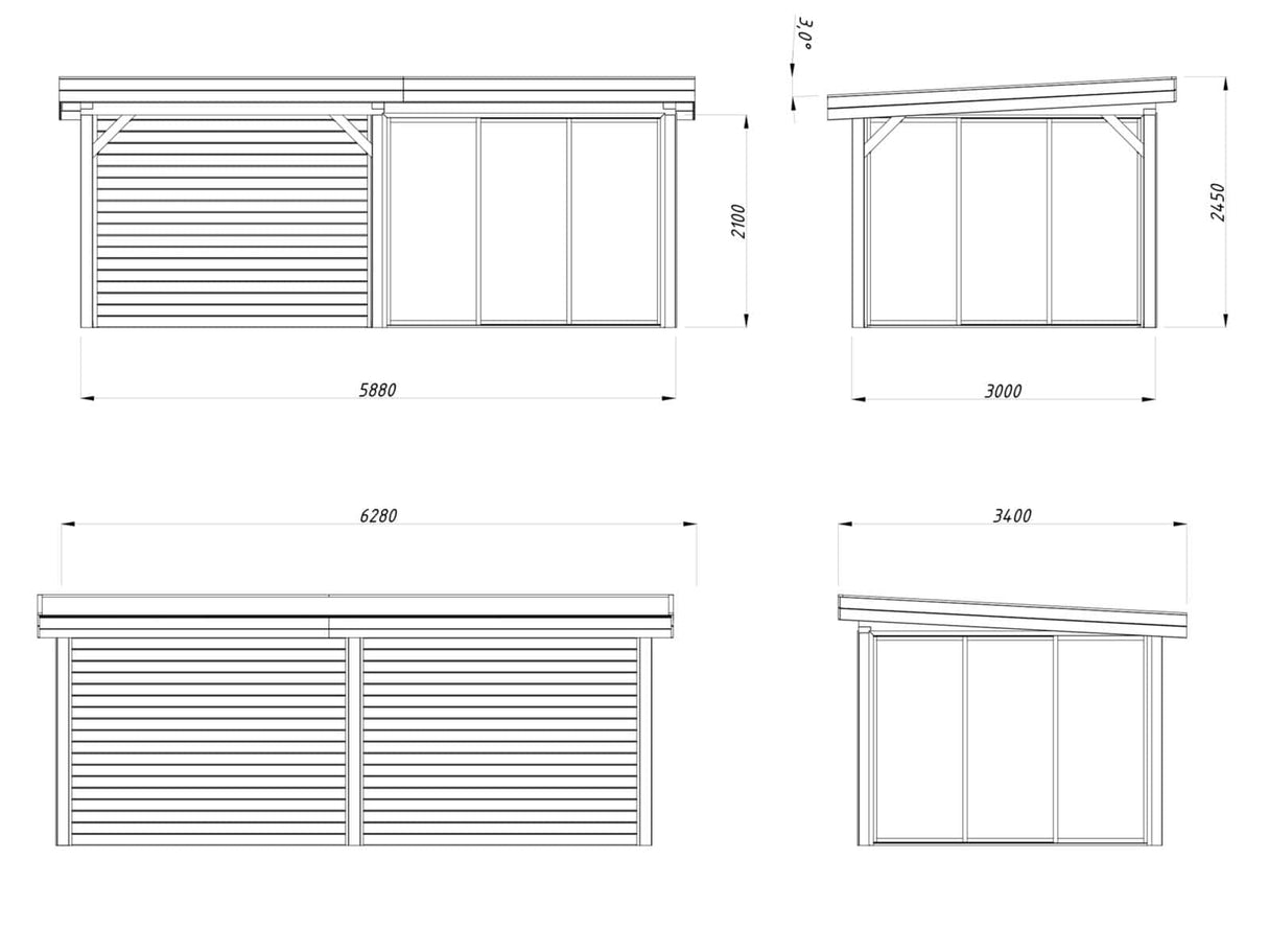 Lenna 406/706 (6x3m | 16.6m2) Glass Garden Room With Sliding Doors (Double Glazing Available)