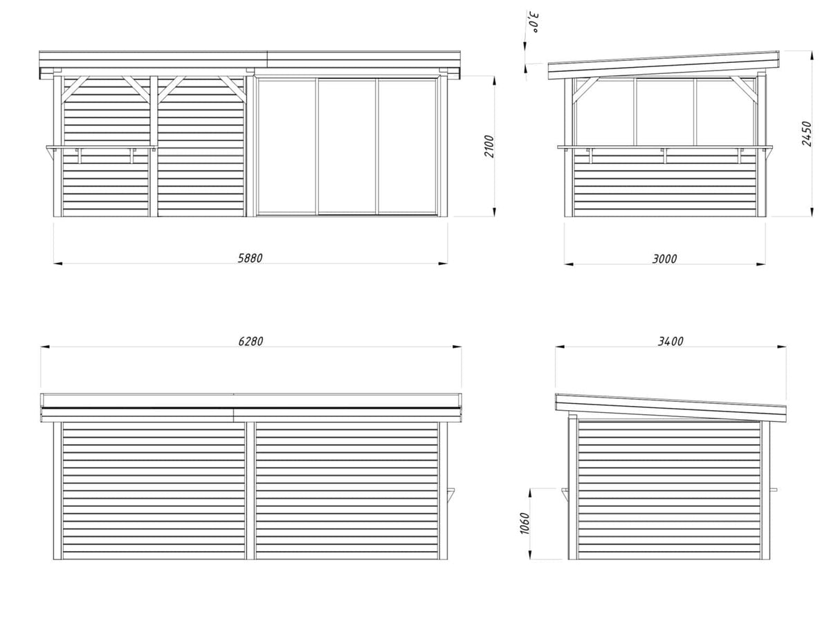 Lenna 407/707 (6x3m | 16.6m2) Glass Garden Room With Sliding Doors (Double Glazing Available)