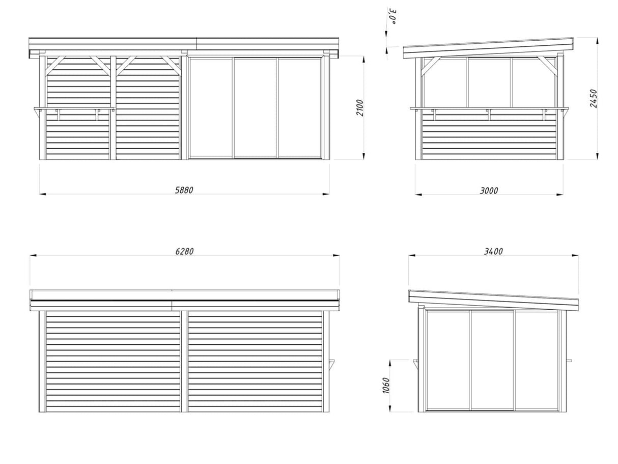 Lenna 408/708 (6x3m | 16.6m2) Glass Garden Room With Sliding Doors (Double Glazing Available)