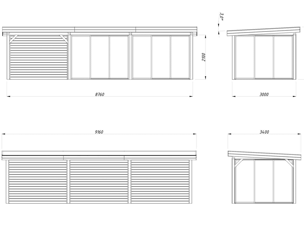 Lenna 417/717 (9x3m | 24.9m2) Glass Garden Room With Sliding Doors (Double Glazing Available)
