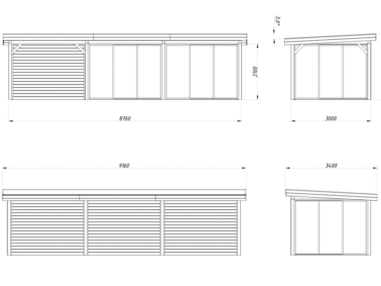 Lenna 418/718 (9x3m | 24.9m2) Glass Garden Room With Sliding Doors (Double Glazing Available)