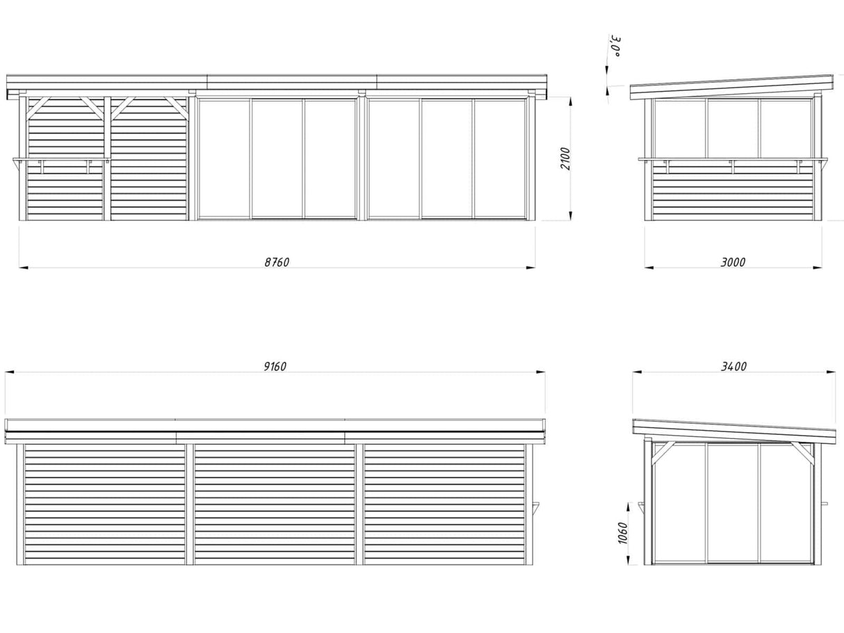 Lenna 419/719 (9x3m | 24.9m2) Glass Garden Room With Sliding Doors (Double Glazing Available)