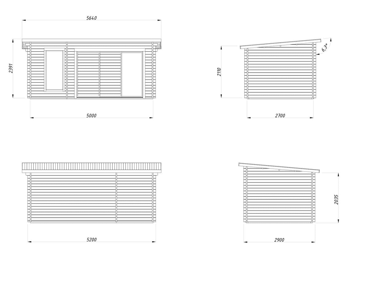 Sanna Sauna XL (5.2x2.9m | 12.8m2 | 44mm) Modern Double Glazed Sauna & Garden Room with Sliding Doors
