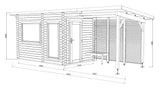 Sanna M+ (6.5x2.5m | 6.8+5.9m2 | 44mm) Modern Garden Sauna with Dressing Room and Canopy - Palmako UK