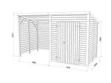 Leif L (3.7x1.7m | 3.0+2.9m2) Practical Garden Shed - Palmako UK