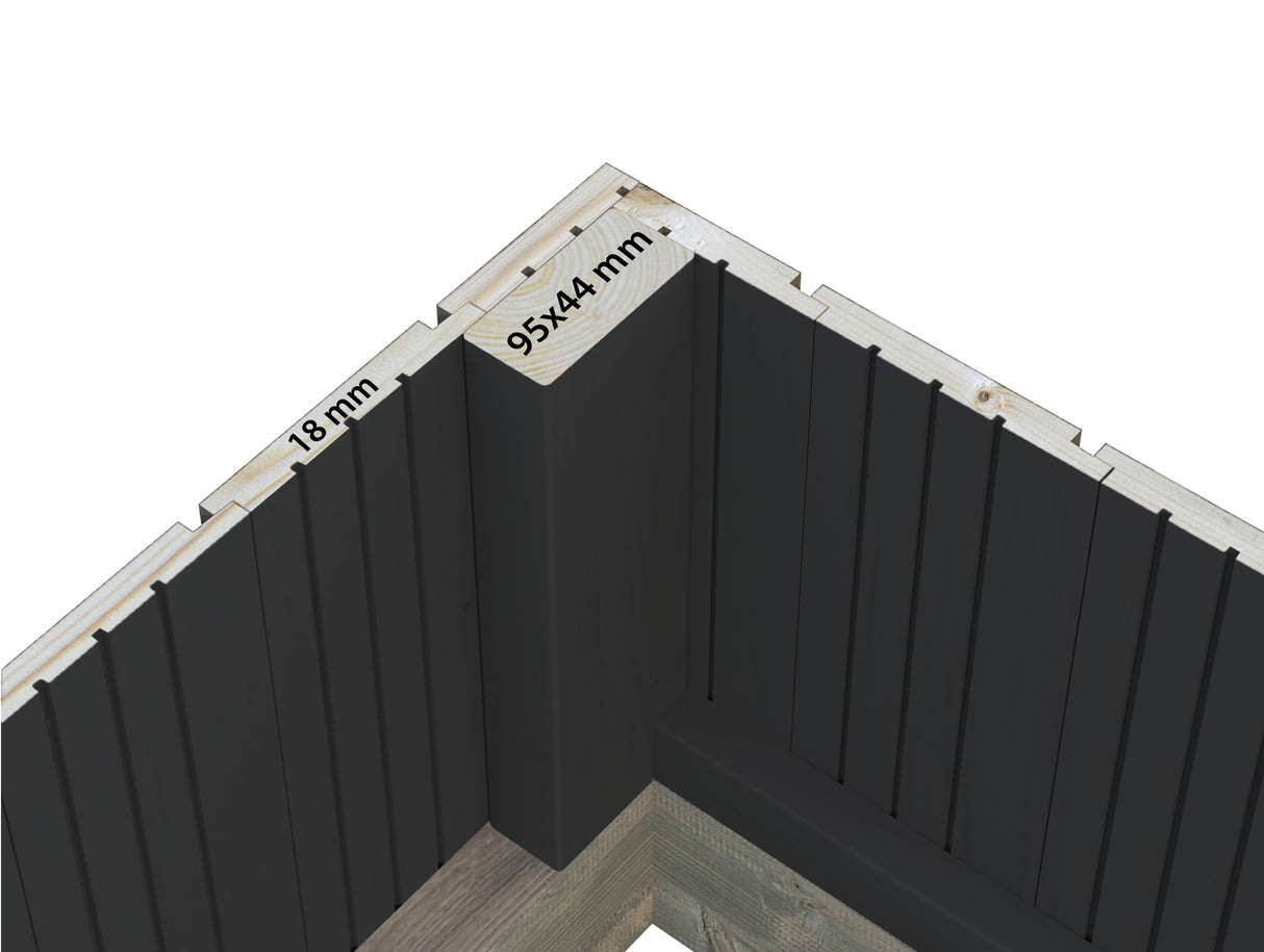 Emilia L (3x4.8m | 13.8m2 | 18mm) Premium Glasshouse (Painted Grey or Pressure Treated)