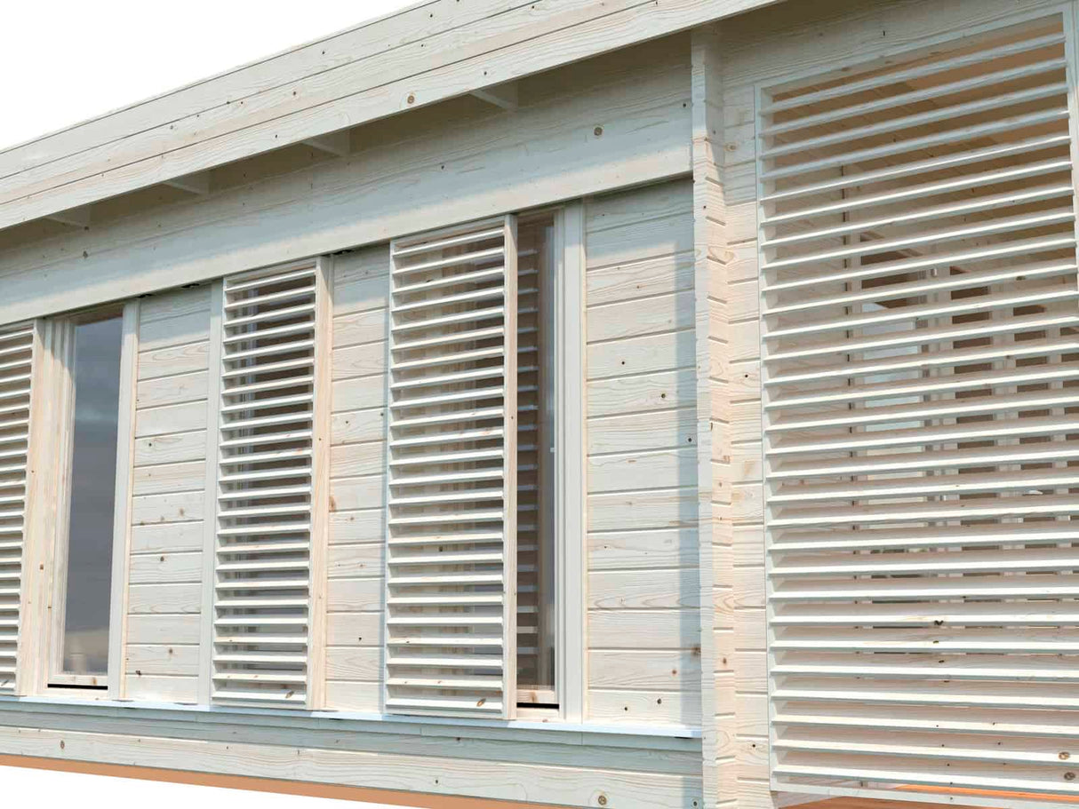 Caroline M (4.1x4.1m | 14.5m2 | 44mm) Modern Summer House with Sliding Shutters