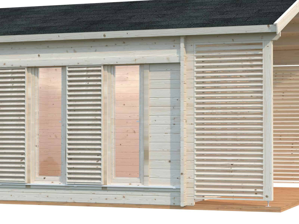 Catherine (14.5m2 | 4.1x4.1m | 44mm) Modern Garden Room with Sliding Shutters
