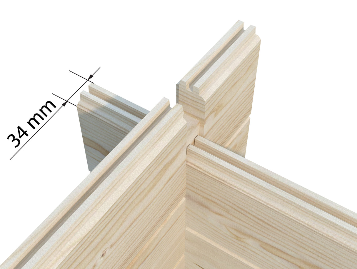 Belmont (4,4x2,9m | 11,1m2 | 34mm) Traditional Log Cabin with Side Shed