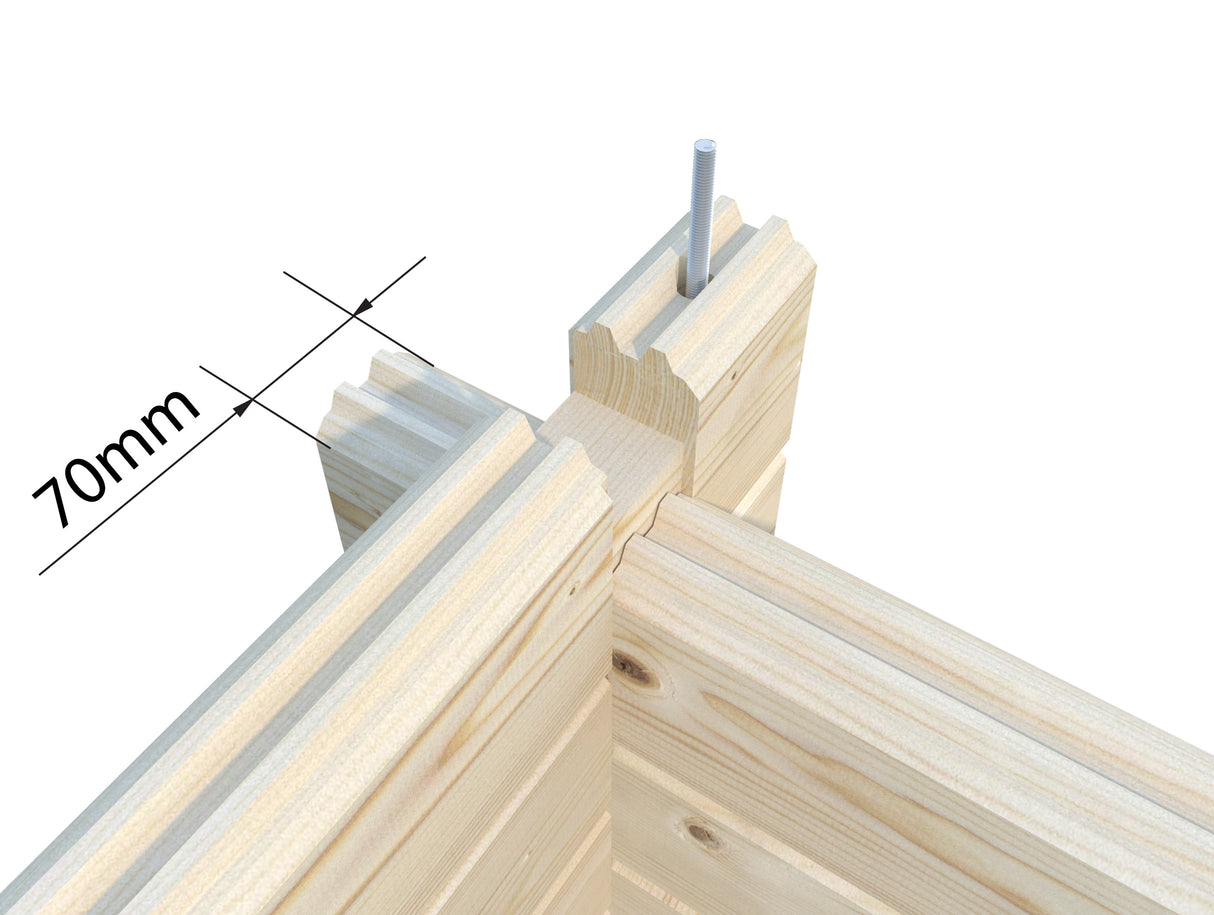 Helena L (5.3x4.1m | 18.6m2 | 70mm) Double Glazed Traditional Log Cabin with Roof Overhang