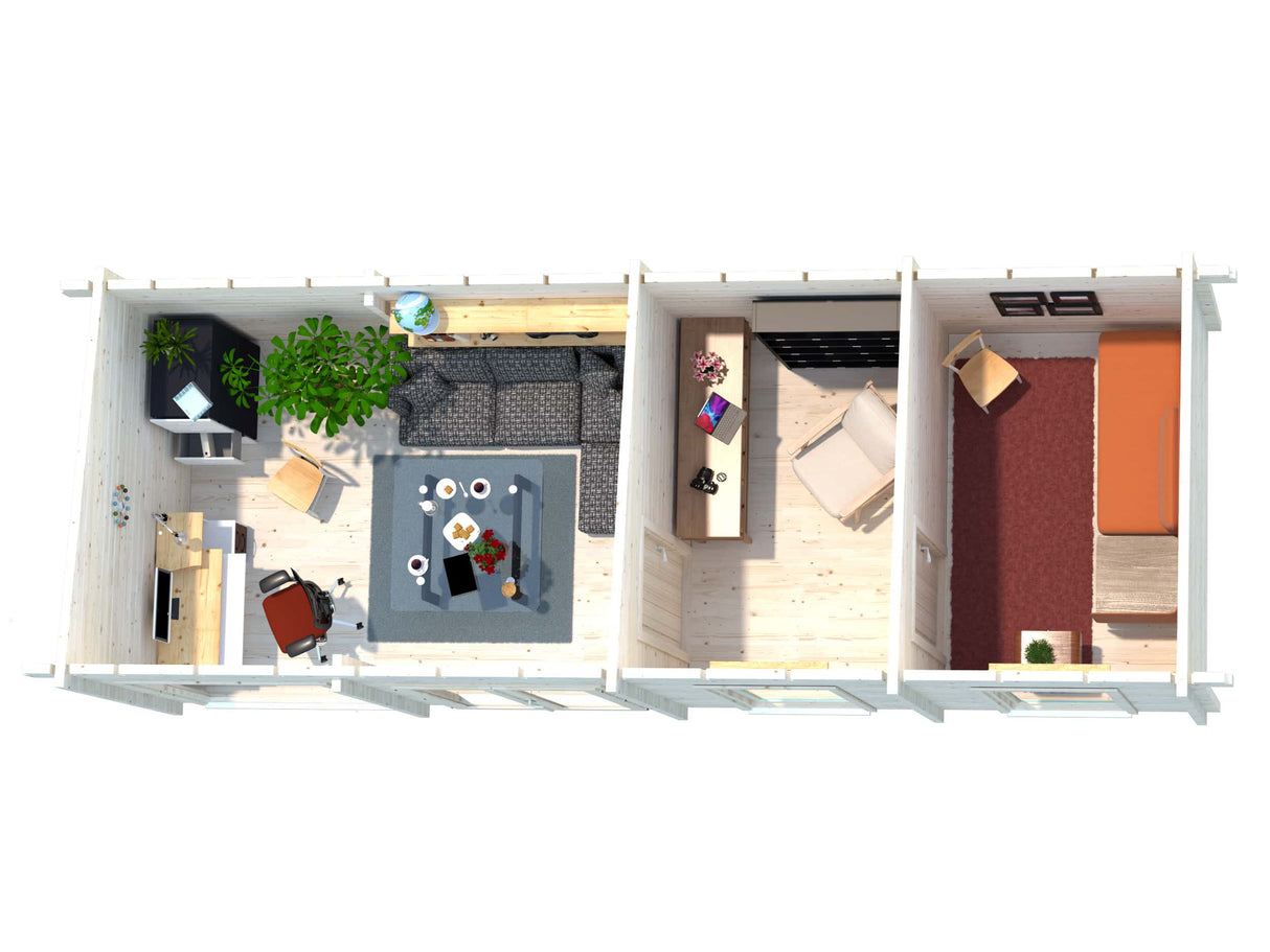 Heidi L (8.4x3.2m | 22.5m2 | 70mm) Contemporary 3-room Garden House