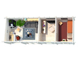 Heidi L (8.4x3.2m | 22.5m2 | 70mm) Contemporary 3-room Garden House
