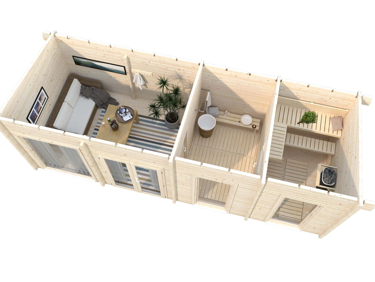 Heidi L (8.4x3.2m | 22.5m2 | 70mm) Contemporary 3-room Garden House