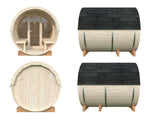 Anita M (2.2x2.5m | 1.3+0.7m2 | 42mm) Timber Garden Barrel Sauna with Glass wall