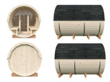 Anita L (2.2x2.9m | 1.6+0.7m2 | 42mm) Timber Garden Barrel Sauna with Glass wall - Palmako UK