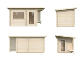 Sanna M (3,7x2.3m | 6.8m2 | 44mm) Modern Garden Sauna with Dressing Room - Palmako UK