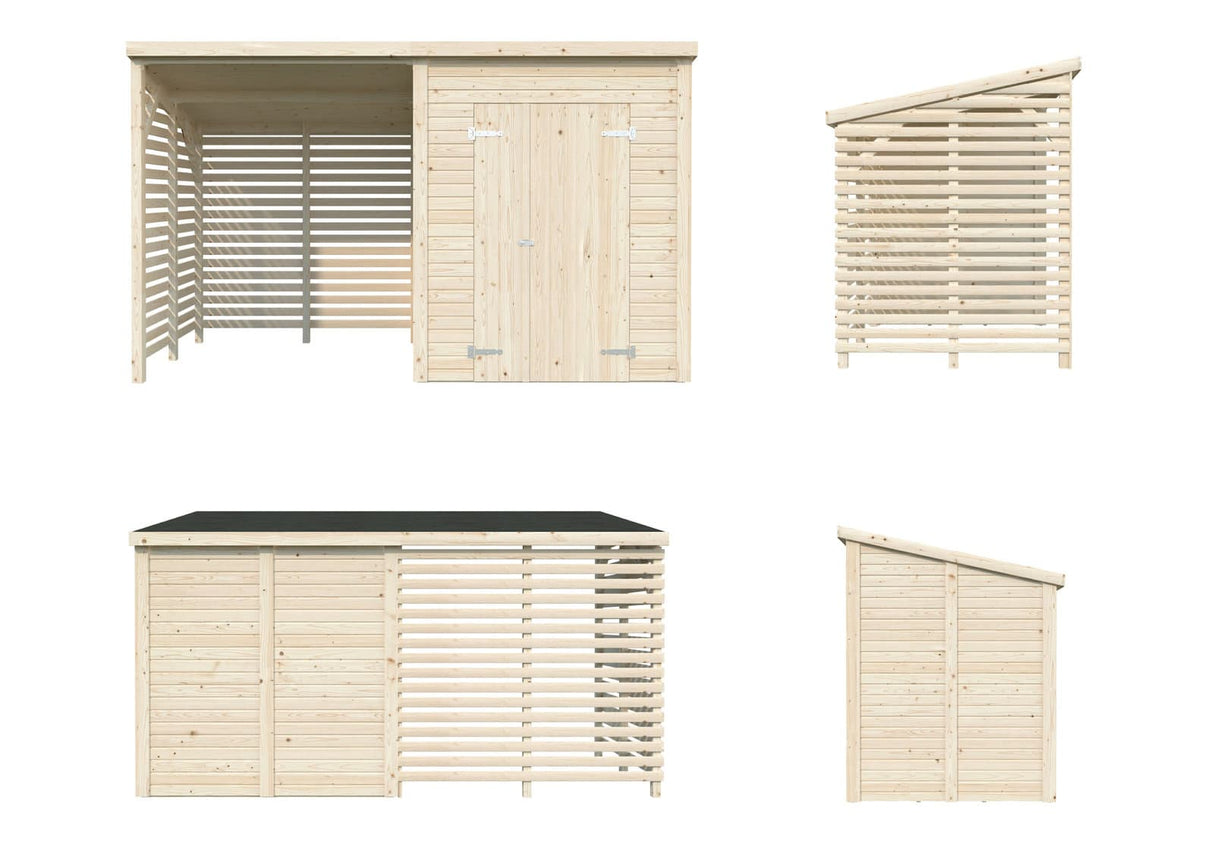 Leif L (3.7x1.7m | 3.0+2.9m2) Practical Garden Shed