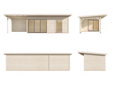 Andrea XL (9x3m | 17.1+7.9m2 | 44mm) Garden Room with Sliding Doors (Double Glazing Available)