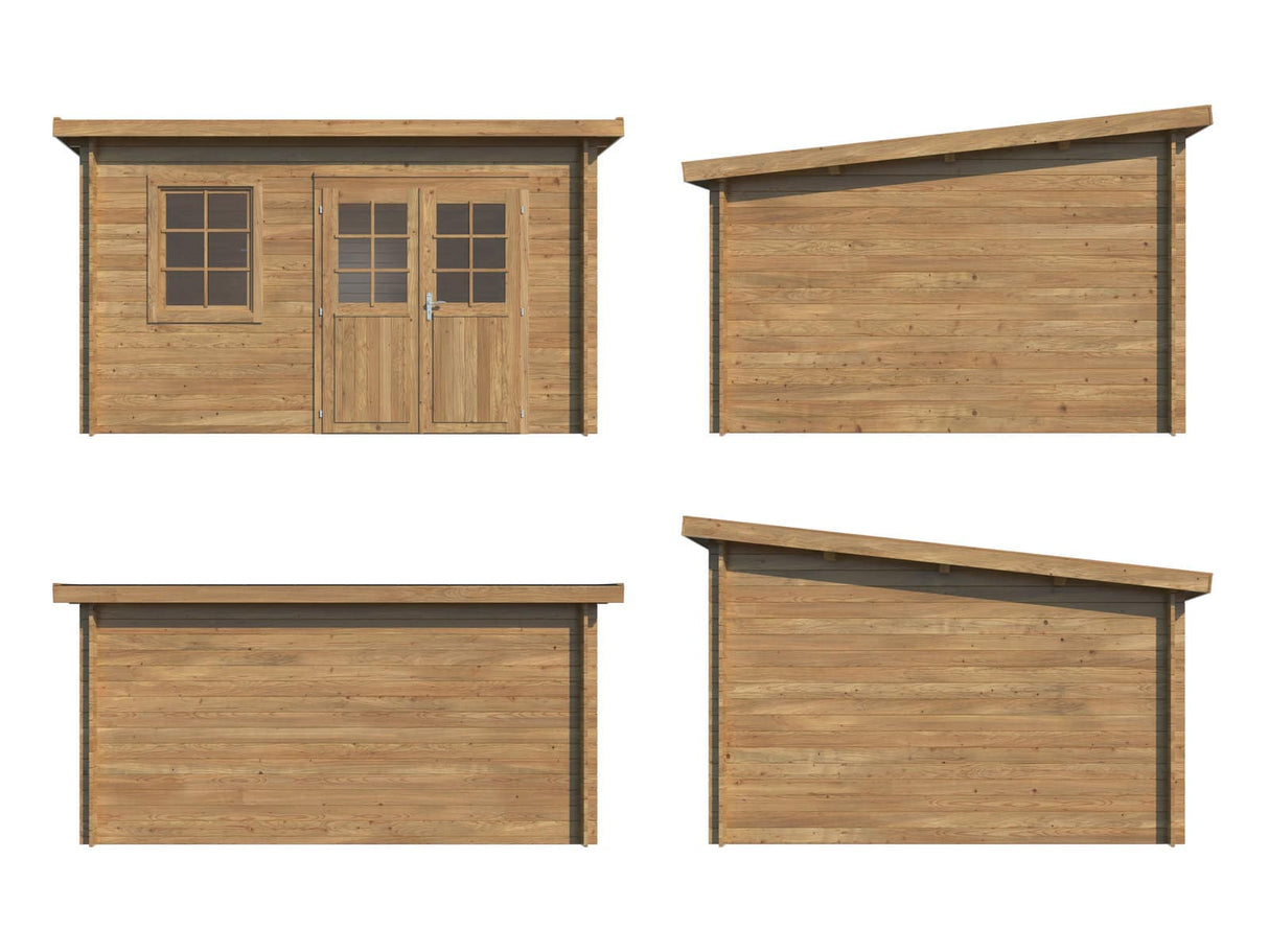 Alice L (3.8x3.4m | 11.0m2 | 28mm) Large Pressure Treated Garden Shed with Double Doors