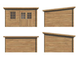 Alice L (3.8x3.4m | 11.0m2 | 28mm) Large Pressure Treated Garden Shed with Double Doors