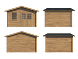 Valentine XL (3.6x3.2m | 11.0m2 | 28mm) Pressure Treated Double Door Garden Shed - Palmako UK