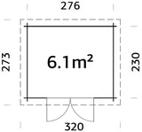 Alice S (3x2.5m | 6.1m2 | 28mm) Compact Pressure Treated Garden Shed