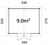 Alice M (3.6x3m | 9.0m2 | 28mm) Pressure Treated Garden Shed with Double Doors