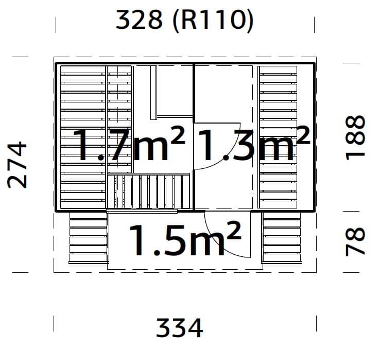 Anette (3.3x2.7m | 3.0+1.5m2 | 42mm) Timber Garden Oval Sauna