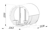 ANITA Thermo M Glass (2,2x2,5m|1,3m2|42mm) Thermowood Barrel Sauna with Glass Wall