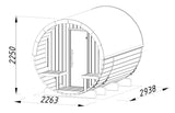 ANITA Thermo L (2,2x2,9m|1,6m2|42mm) Thermowood Barrel Sauna