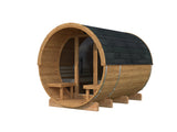 ANITA Thermo L Glass (2,2x2,9m|1,6m2|42mm) Thermowood Barrel Sauna with Glass Wall