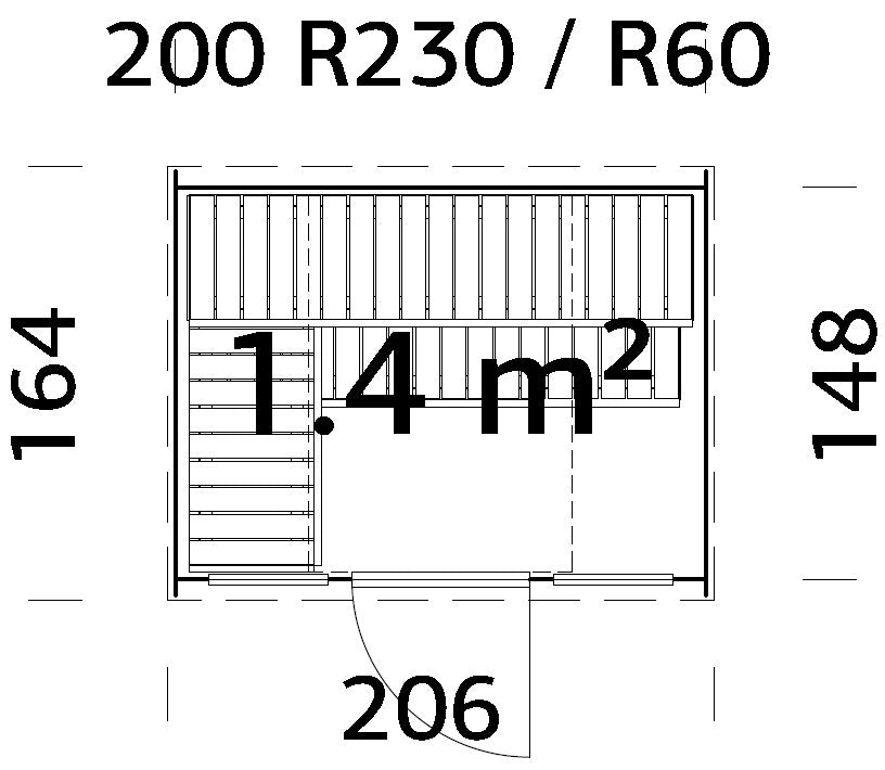 ASTRA Thermo M Glass (2x1,6m|1,4m2|42mm) Thermowood Cubic Outdoor Sauna with Glass Wall