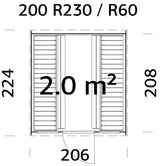 ASTRA Thermo L Glass (2x2,2m|2m2|42mm) Thermowood Cubic Outdoor Sauna with Glass Wall
