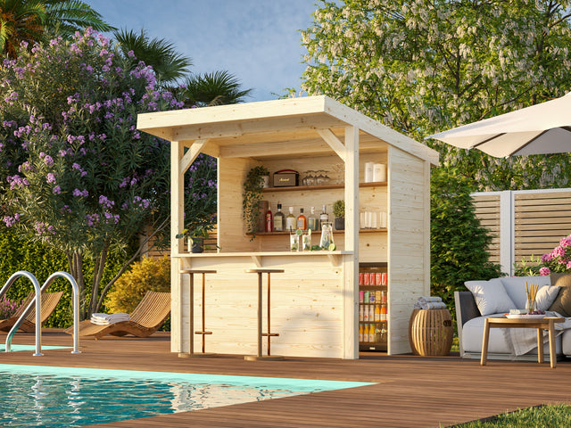 Garden Pool Bar (2x1,5m|2,7m2|19mm) Timber Outdoor Summer Kitchen or an Open Kiosk - Palmako UK