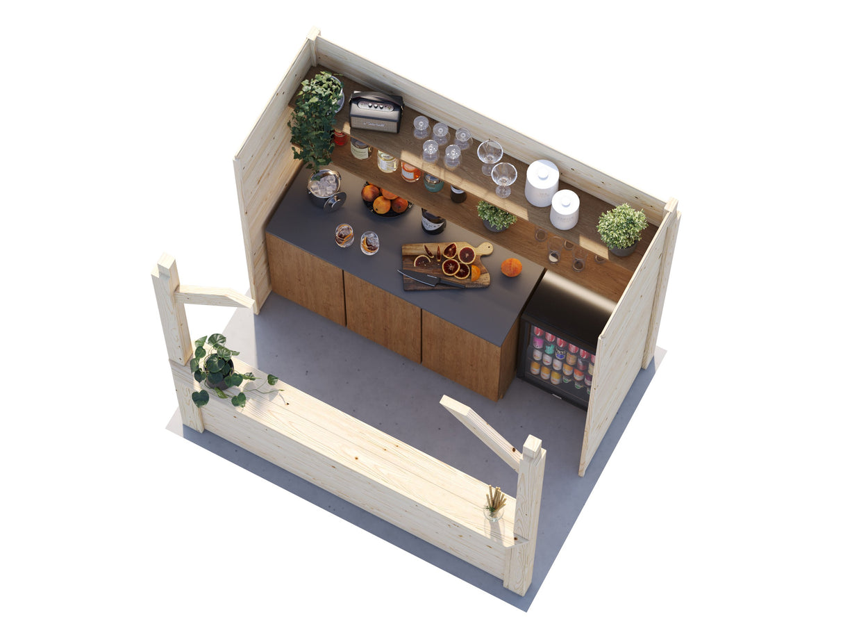 Garden Pool Bar (2x1,5m|2,7m2|19mm) Timber Outdoor Summer Kitchen or an Open Kiosk - Palmako UK