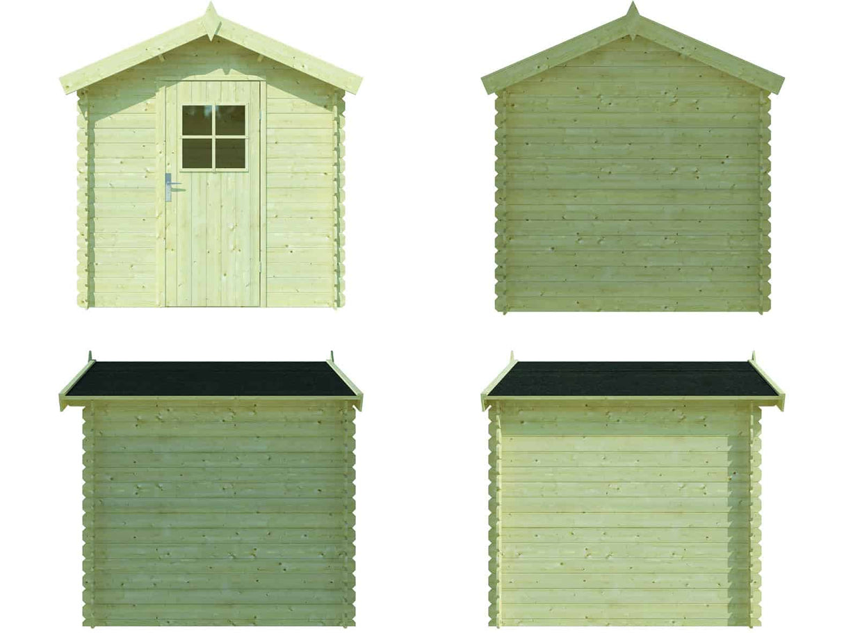 Lilly (2,05x2,05m | 3,4m2 | 19mm) Quality Garden Log Shed