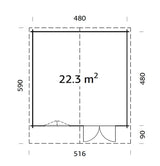 Britta XL (5x5m | 22.3m2 | 40mm) Swiss Chalet Style Garden Log Cabin