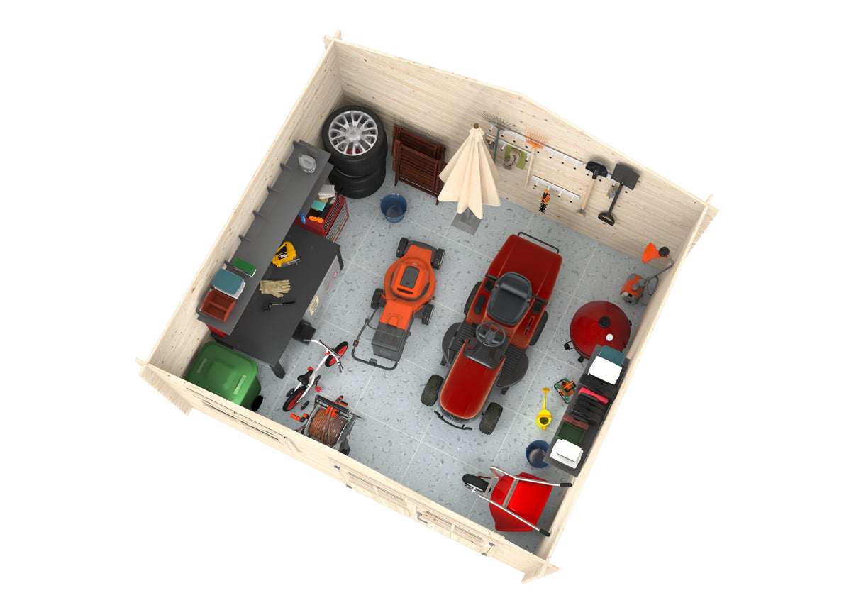 Luca (4,1x3,8m | 13,6m2 | 28mm) Log Shed - Palmako UK