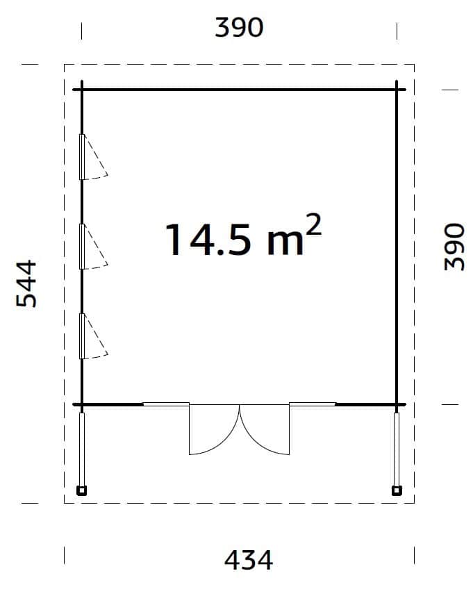 Caroline M (4.1x4.1m | 14.5m2 | 44mm) Modern Summer House with Sliding Shutters