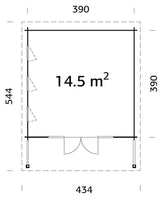 Caroline M (4.1x4.1m | 14.5m2 | 44mm) Modern Summer House with Sliding Shutters