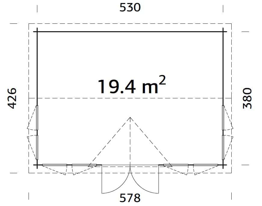 Claudia L (5.5x4m | 19.4m2 | 44mm) Clockhouse Log Cabin