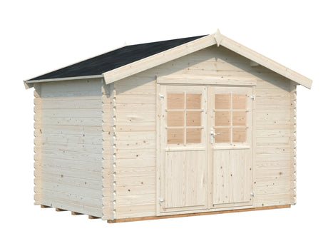 Cromwell (3,2x2,2m | 5,7m2 | 28mm) Apex roof Garden Shed with Double Doors