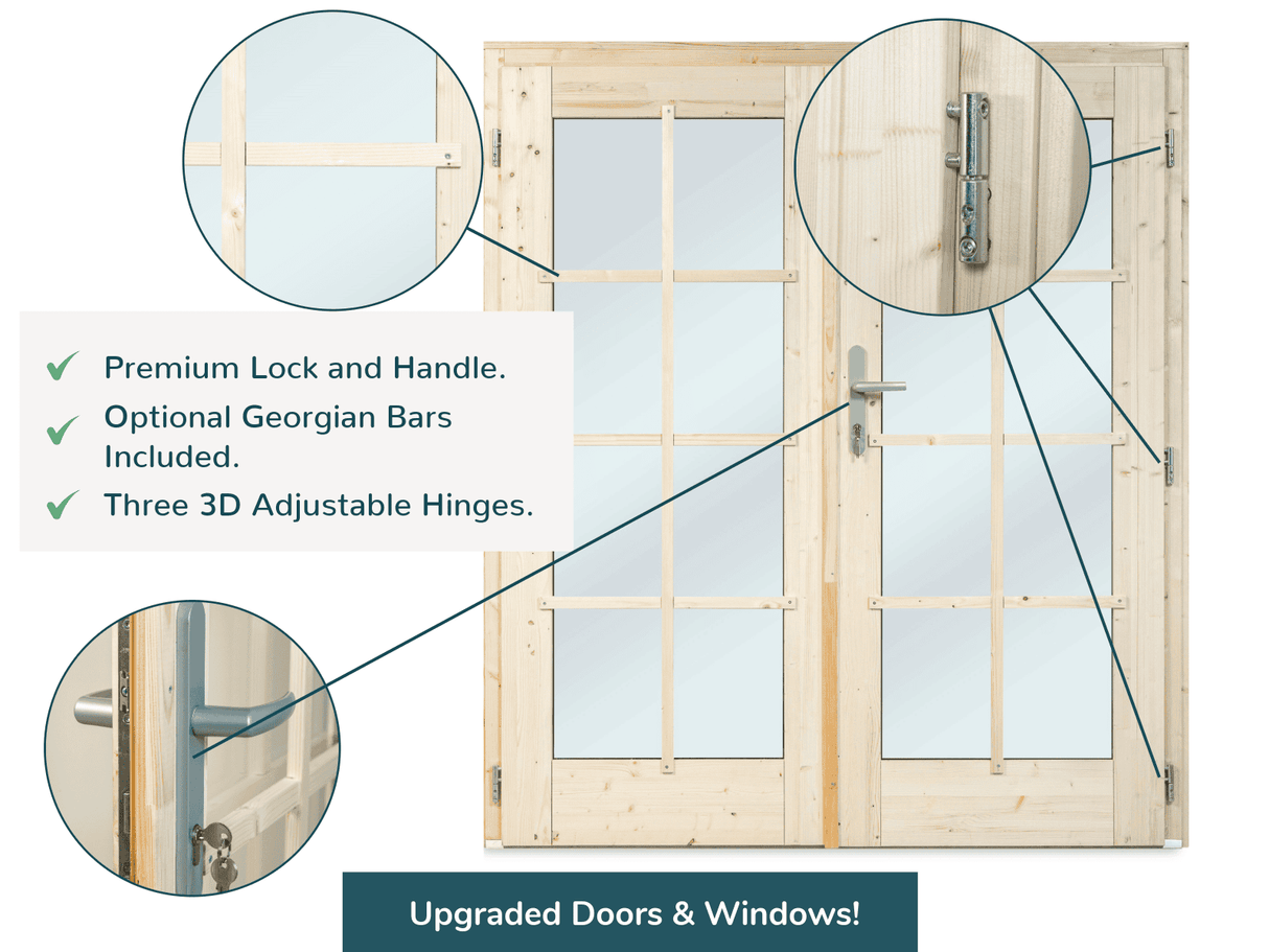 Lisa M (4.7x3.5m | 14.2m2 | 44mm) Modern Pent Garden Office (2024 Upgraded Model)