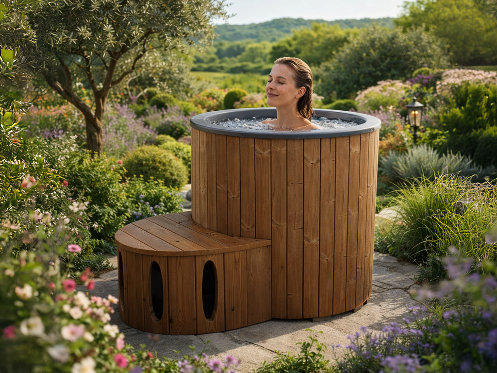 Isen  (d100cm | 1-Person) Wooden Cold Plunge Ice Bath (optional cooler) - Palmako UK