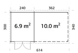 Ella (6.1x3.2m | 6.9+10.0m2 | 28mm) Roof Summer House